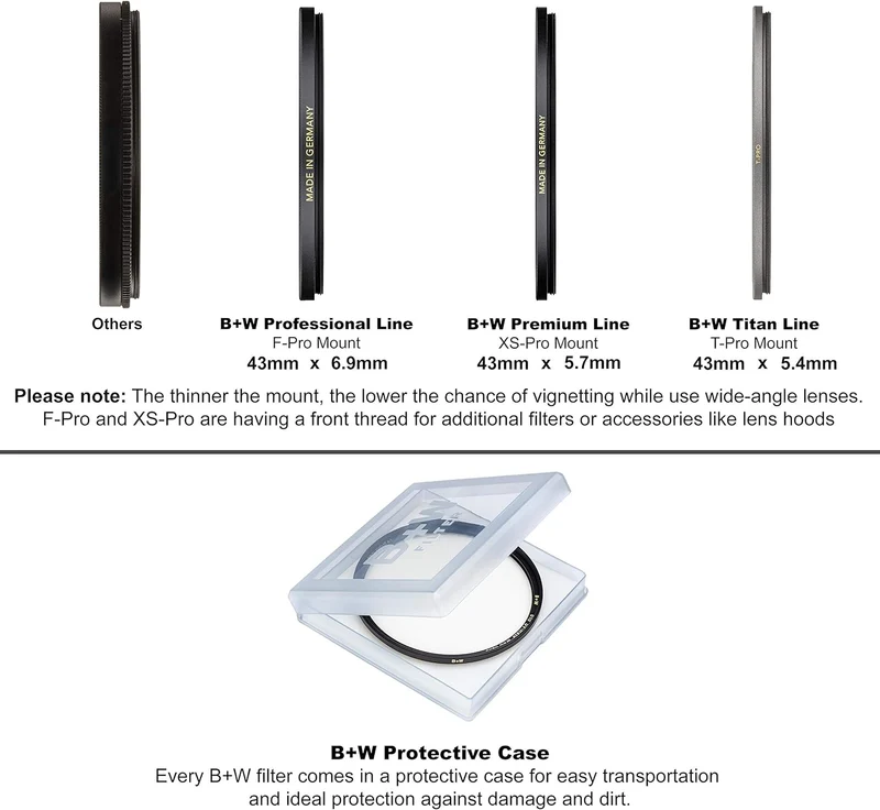 B+W 010 UV-Haze- und Schutz-Filter (43mm, T-Pro, Titan-Finish, MRC Nano, 16x vergütet, super slim, P