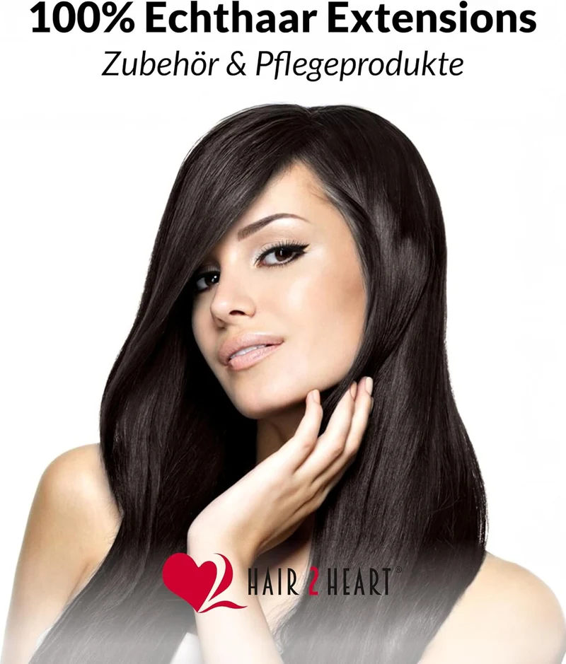 hair2heart Microring Extensions Echthaar glatt - 100 Strähnen 0.5g 50cm 4/0 mittelbraun 50cm 100 Str