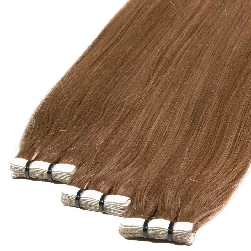 hair2heart Premium Tape Extensions Echthaar glatt - 10 Tapes 2.5g 50cm 8/1 hellblond asch 50cm 10 St
