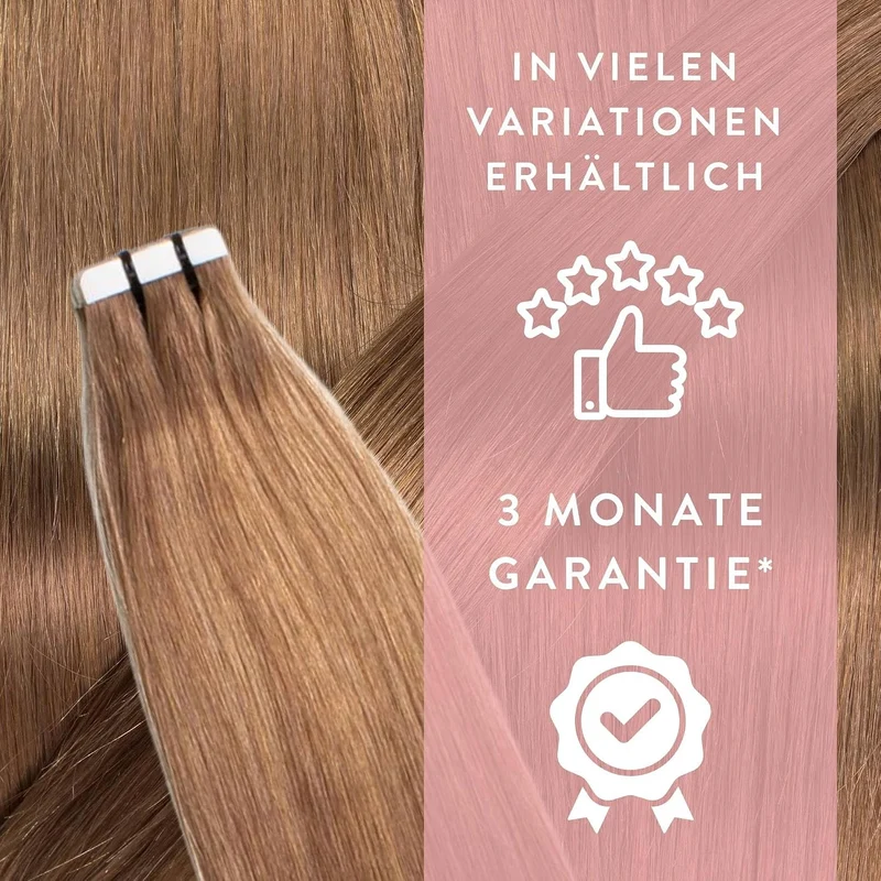 hair2heart Premium Tape Extensions Echthaar glatt - 10 Tapes 2.5g 50cm 8/1 hellblond asch 50cm 10 St