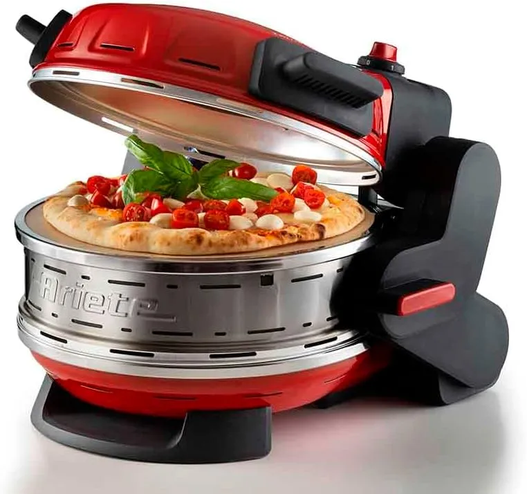 Ariete Forno Pizza Doppio 927, Pizzaofen mit 5 Kochstufen, 2 feuerfesten Antihaft-Platten, 2 Holzkli