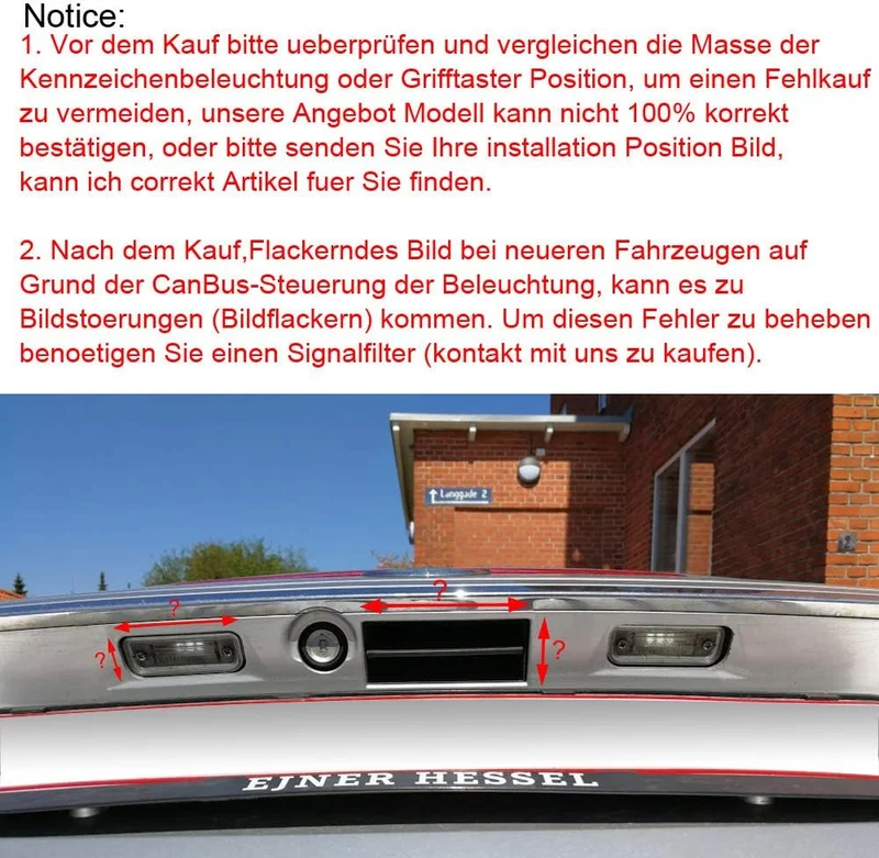 Kalakus Auto Rückfahrkamera Farbkamera Einparkkamera für Volvo S80L/S40L/S80/S40/S60/V60/XC90/XC60/C