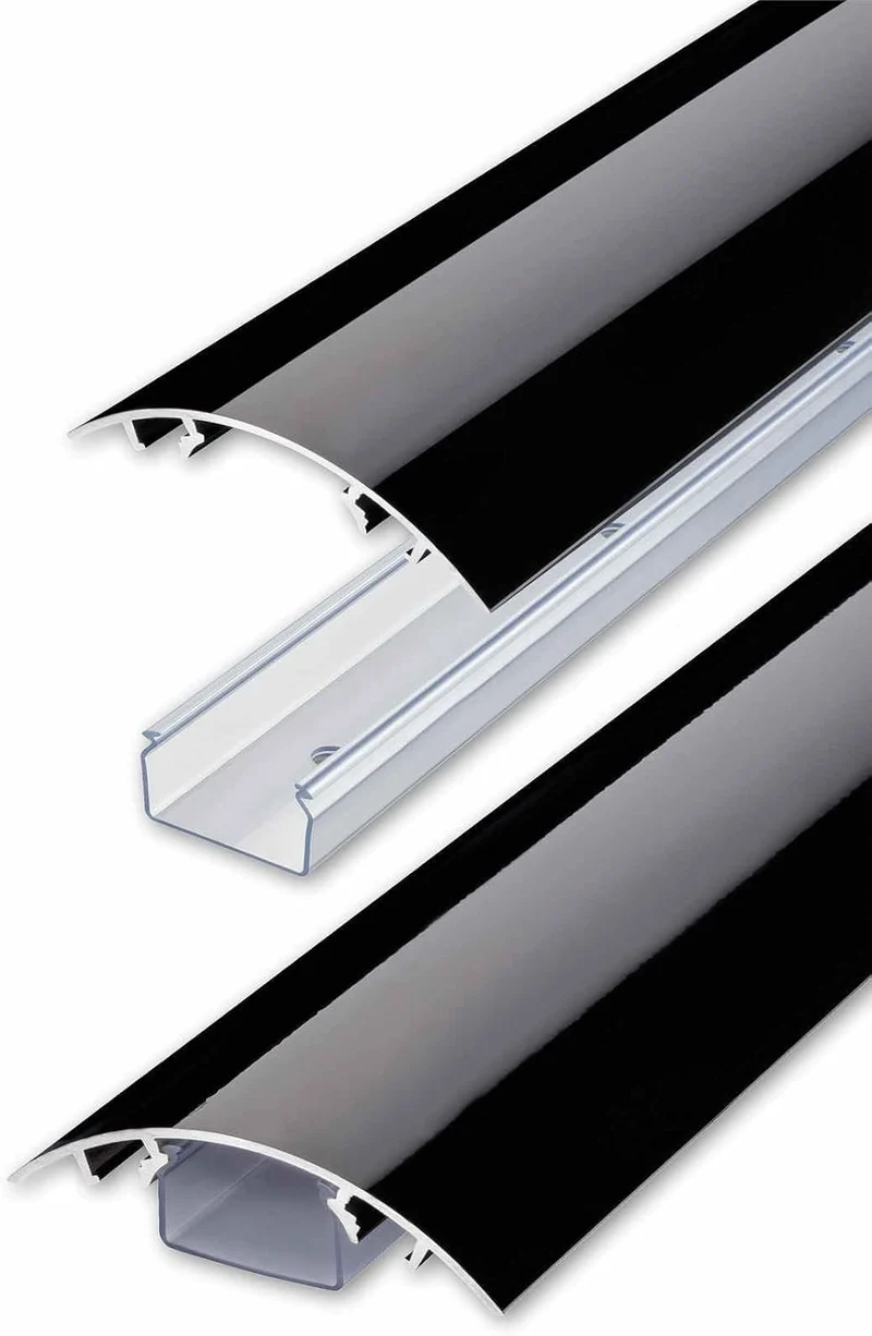 TV Design Aluminium Kabelkanal in schwarz Hochglanz lackiert in verschiedenen Längen von ALUNOVO (Lä