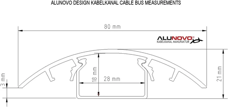 TV Design Aluminium Kabelkanal in schwarz Hochglanz lackiert in verschiedenen Längen von ALUNOVO (Lä