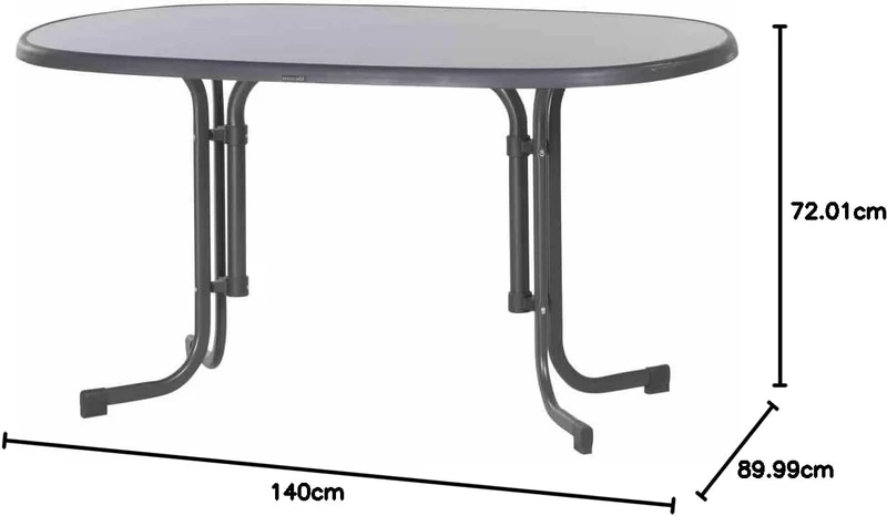 Sieger 252/G Boulevard-Klapptisch mit mecalit-Pro-Platte 140 x 90 cm, Stahlrohrgestell eisengrau, Ti