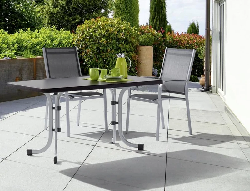 Sieger 252/G Boulevard-Klapptisch mit mecalit-Pro-Platte 140 x 90 cm, Stahlrohrgestell eisengrau, Ti