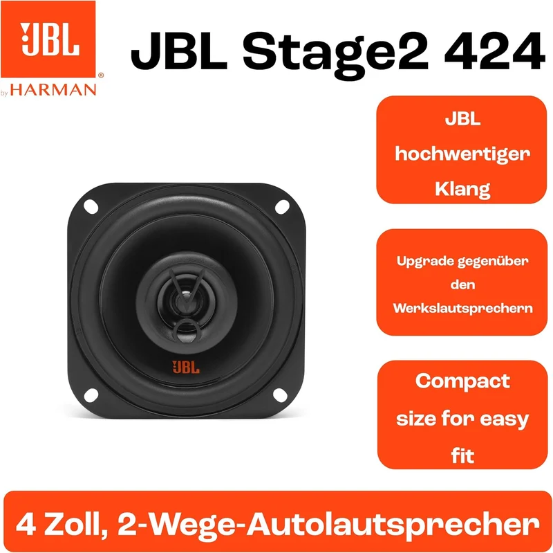 JBL Stage2 424 2-Wege Auto Lautsprecher Set von Harman Kardon - 150 Watt KFZ Autolautsprecher Boxen