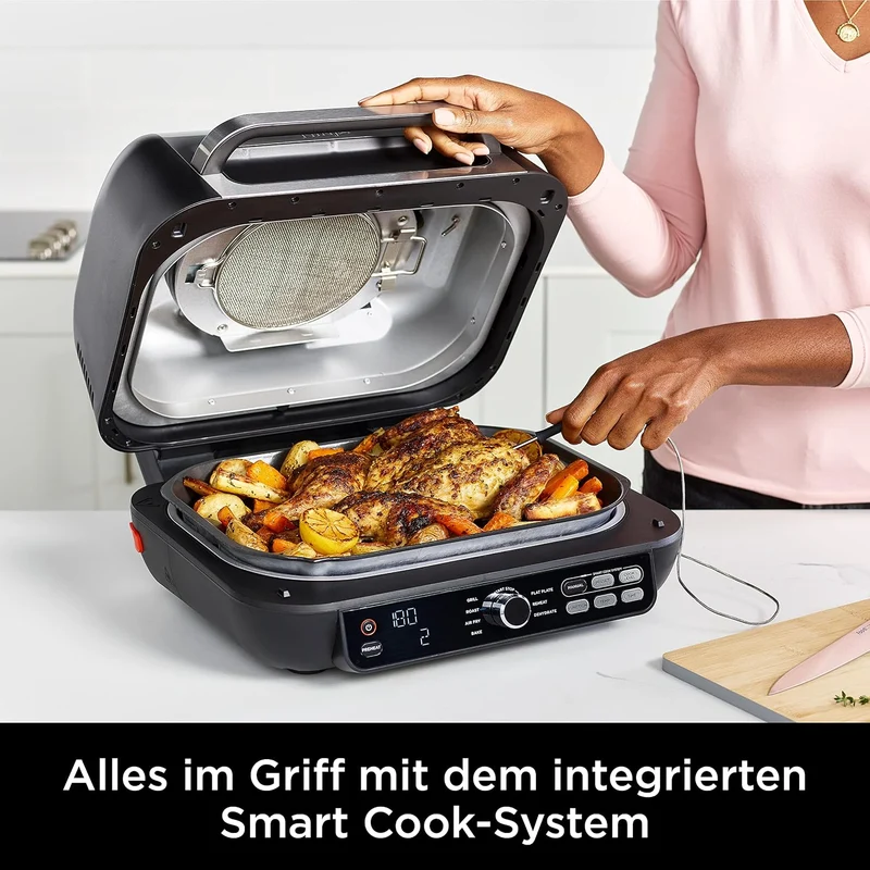 Ninja Foodi MAX PRO Grill, Plancha Flat Grill Plate & Airfryer, 3,8LHeissluftfritteuse, Air Fryer mi