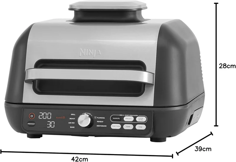 Ninja Foodi MAX PRO Grill, Plancha Flat Grill Plate & Airfryer, 3,8LHeissluftfritteuse, Air Fryer mi