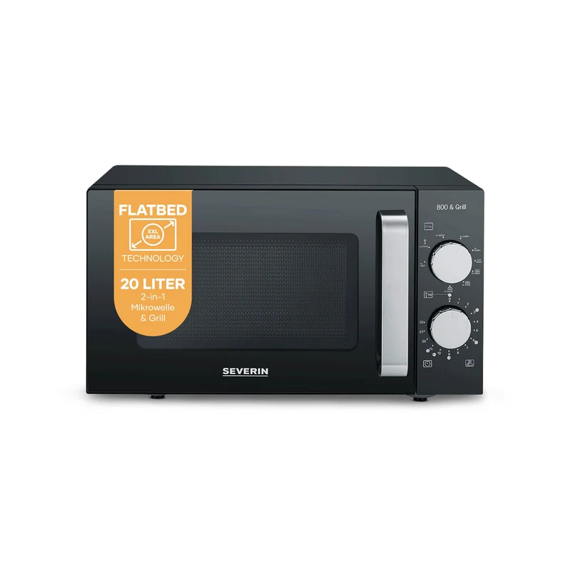 SEVERIN 2-in-1 Mikrowelle mit Keramikboden und Grill, Mikrowellengerät zum Auftauen und Erhitzen, Mi