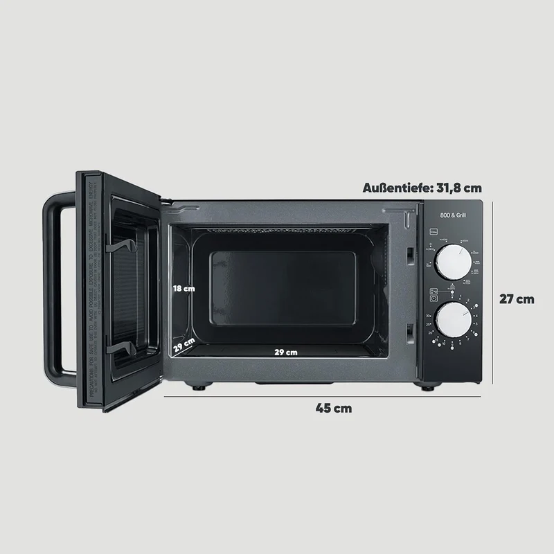 SEVERIN 2-in-1 Mikrowelle mit Keramikboden und Grill, Mikrowellengerät zum Auftauen und Erhitzen, Mi