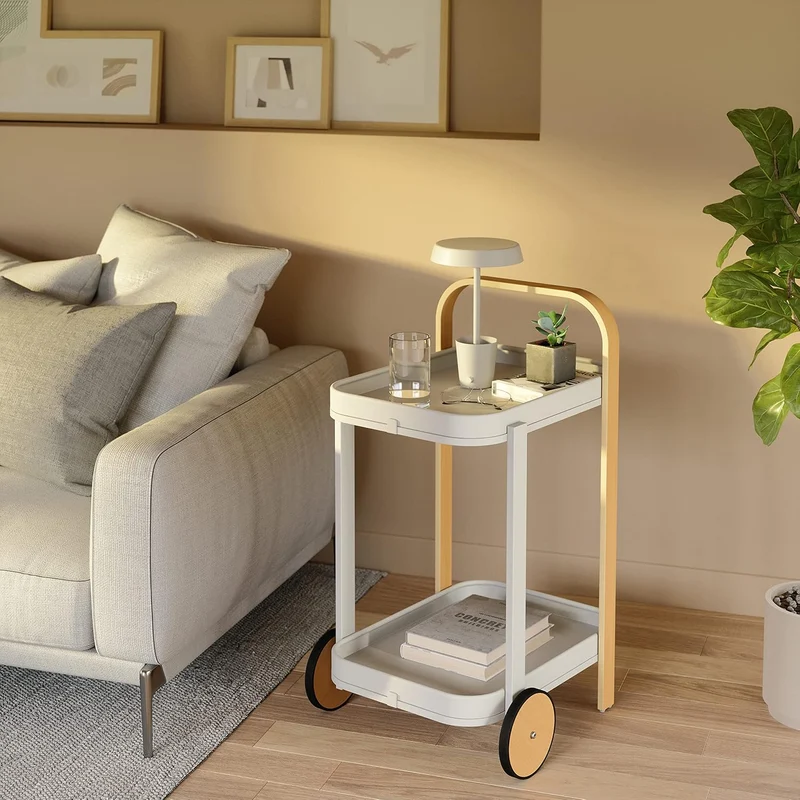 Umbra Bellwood Barwagen, Servierwagen und Beistelltisch mit 2 Etagen und herausnehmbaren Metall Tabl