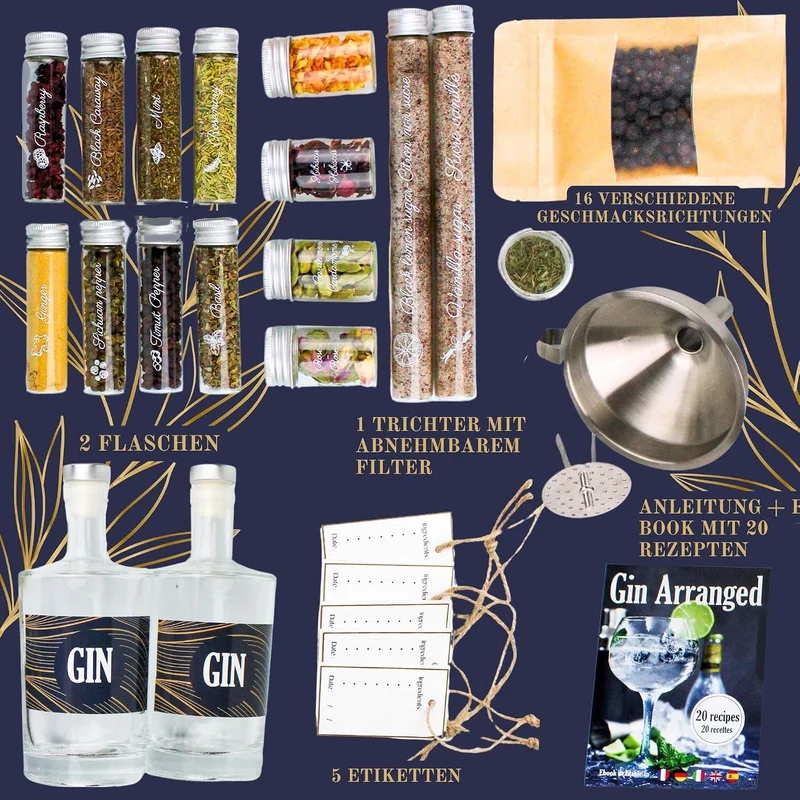 L&G® Gin set – Gewürz- und Zubehörset für personalisierte Kreationen, ideales einzigartiges Geschenk