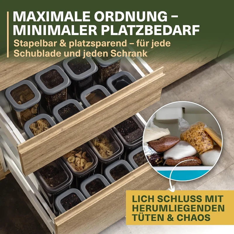 Viwares Vorratsdosen mit Deckel Luftdicht | 18er Vorratsbehälter Set | BPA-FREI | Zur Müsli Mehl und