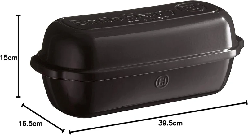 Emile Henry EH349503 Bauernbrot-Backform, Keramik, 39,5 x 16,5 x 15 cm., Keramik, Kohle, 39,5 x 16,5