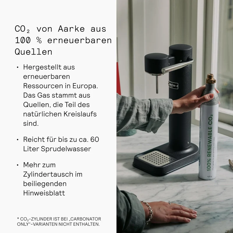 Aarke Carbonator 3, Premium Wassersprudler aus Edelstahl mit Aarke Flasche, Mattweiss Finish, Mattwe