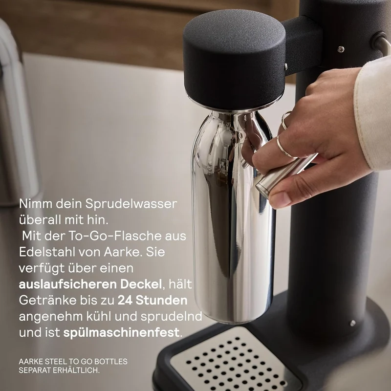 Aarke Carbonator 3, Premium Wassersprudler aus Edelstahl mit Aarke Flasche, Mattweiss Finish, Mattwe