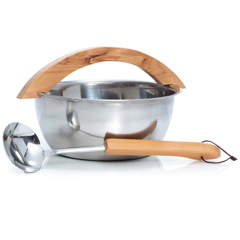 SULENO Sauna Set 2-teilig Edelstahl Aufgusskübel Aufgusskelle