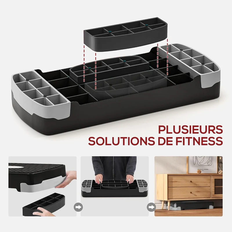 HOMCOM Aerobic Fitness Stepper höhenverstellbar 2 Ebenen rutschfeste Oberfläche PP 68 x 29 x 15 cm,