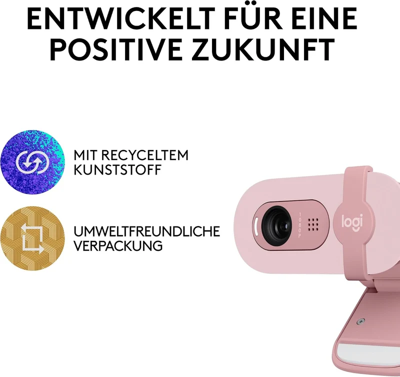 Logitech Brio 100 Full HD-Webcam für Meetings und Streaming, Auto-Lichtausgleich, integriertes Mikro