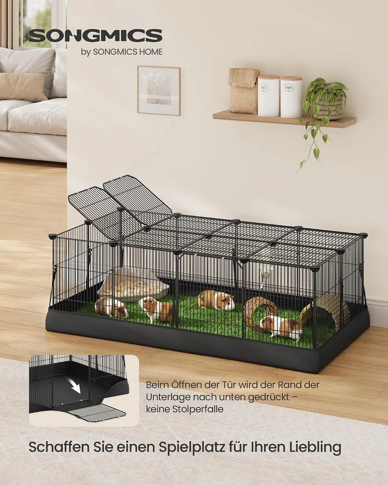 SONGMICS Kleintiergehege, 3 Türen, 20 Platten, 123 x 63 x 41,5 cm S (123 x 63 x 41,5 cm), S (123 x 6