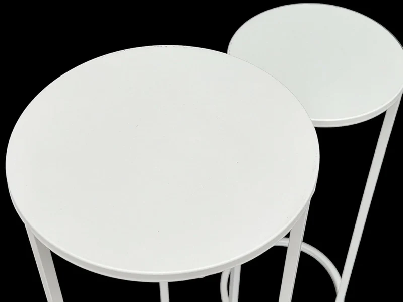 DanDiBo Blumenhocker Metall Weiss Rund Blumenständer Beistelltisch 96483 2er Set Blumensäule Modern