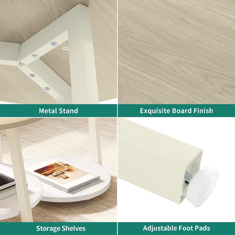 YITAHOME 2er Set Couchtisch Set Rund, Wohnzimmertisch mit Stauraum, Beistelltisch 2er Set Stapelbar