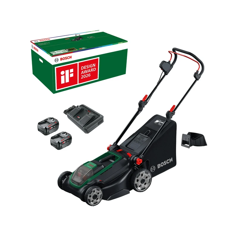 Bosch Akku-Rasenmäher ROTAK18V2-43 (Schnittbreite: 43 cm, Schnitthöhe: 30-75 mm, 40 l Stoff-Grasfang