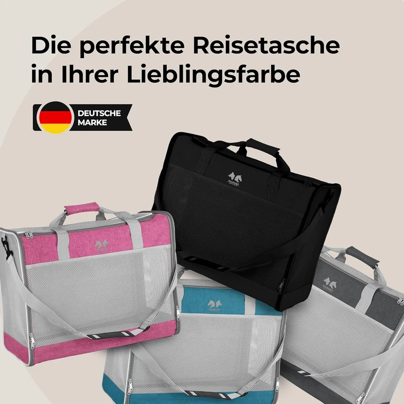 EQUICANI® Hundetasche 55x40x23 cm Flugzeug Faltbare leichte Tragetasche mit Netzstoff, Tragegurt und