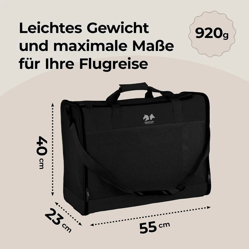 EQUICANI® Hundetasche 55x40x23 cm Flugzeug Faltbare leichte Tragetasche mit Netzstoff, Tragegurt und