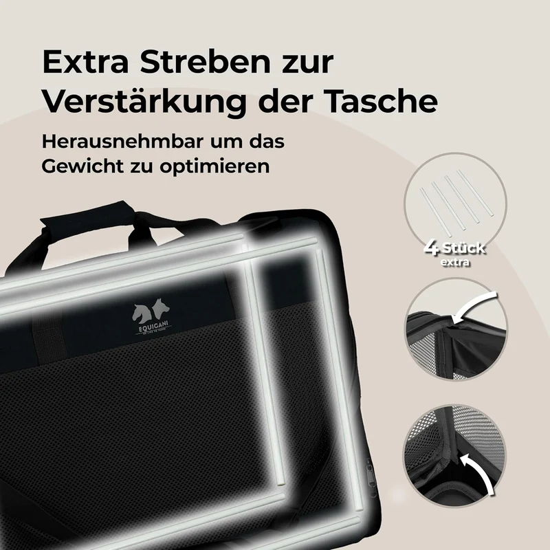 EQUICANI® Hundetasche 55x40x23 cm Flugzeug Faltbare leichte Tragetasche mit Netzstoff, Tragegurt und