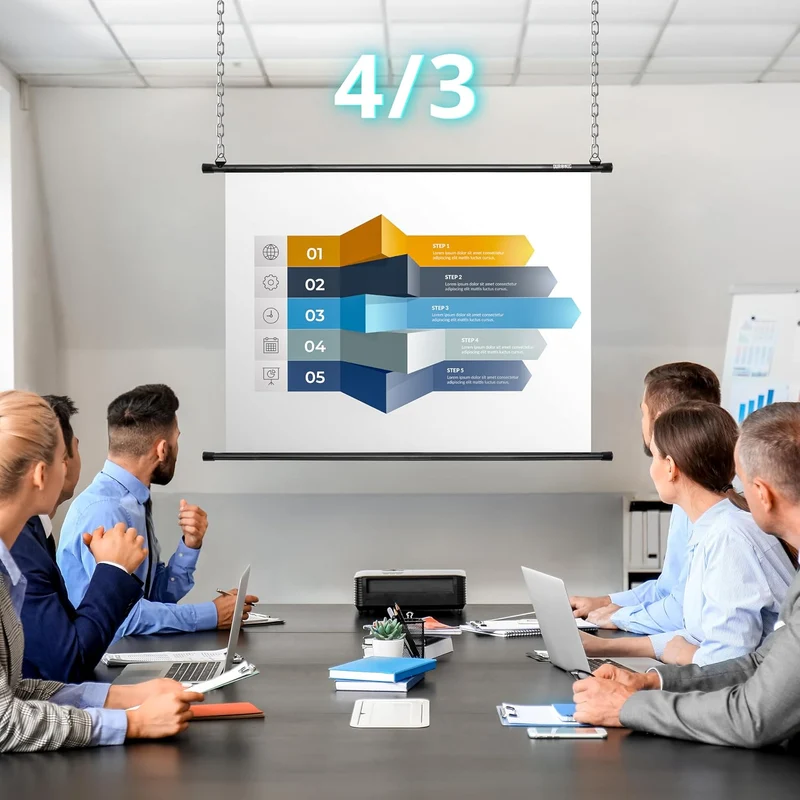 Duronic BPS40 16:9 Projektorleinwand, Beamerleinwand 40 Zoll, Heimkino mit 4K Full HD 3D, Rolloleinw