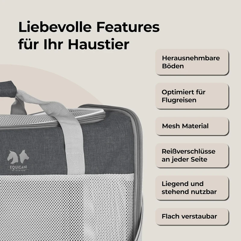 EQUICANI Travel1-Reisetasche für Hunde (grau)