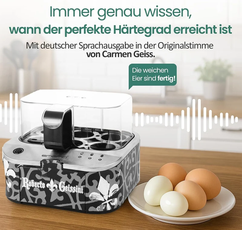 ROBERTO GEISSINI | einzigartiger Eierkocher mit der Stimme von CARMEN GEISS | Limited Edition by EME