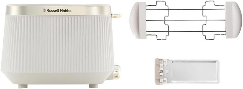 Russell Hobbs Toaster [für 2 Scheiben] Brontë Stone (6 Bräunungsstufen, Mattes Finish, Goldakzente,