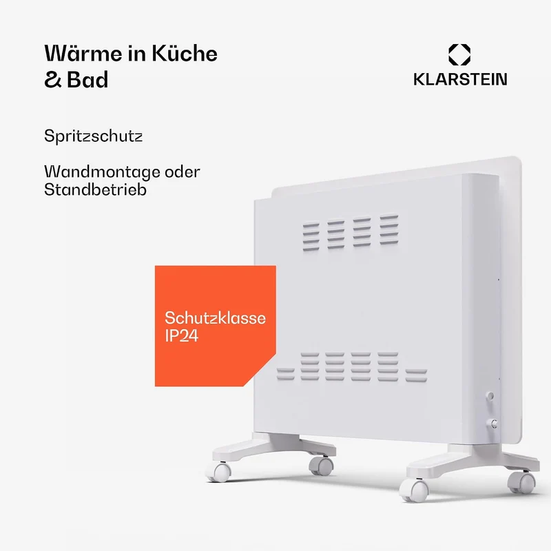 Klarstein Elektroheizung, 1500 W Konvektor Heizung Freistehend & Wandmontage, Elektroheizung Energie