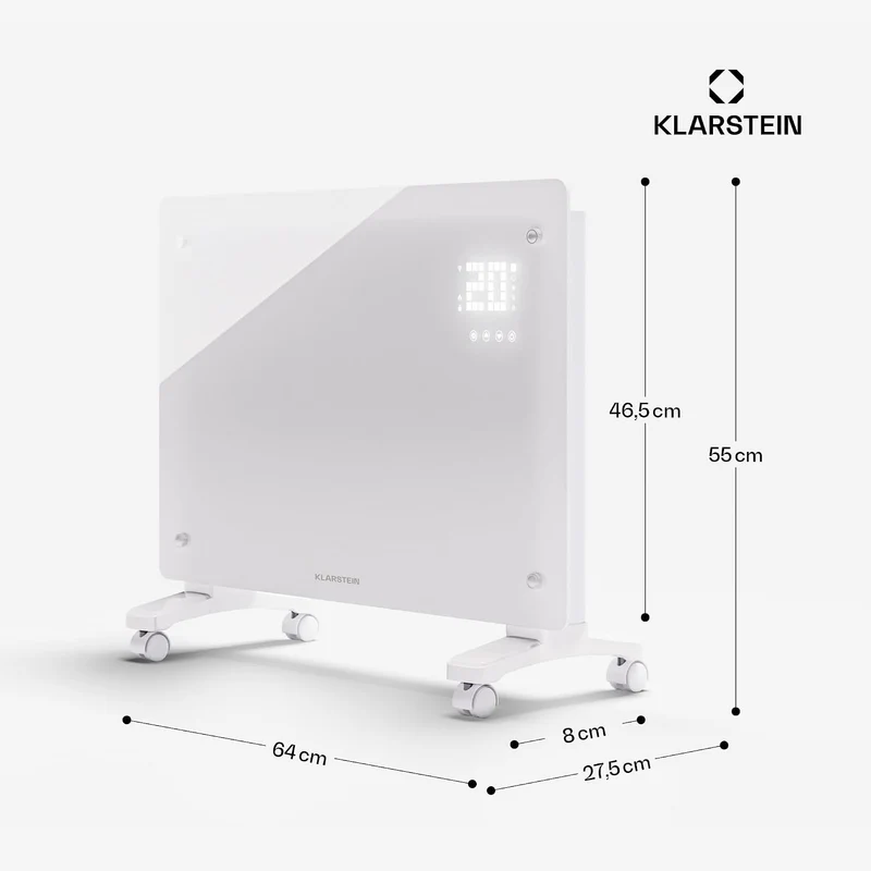 Klarstein Elektroheizung, 1500 W Konvektor Heizung Freistehend & Wandmontage, Elektroheizung Energie