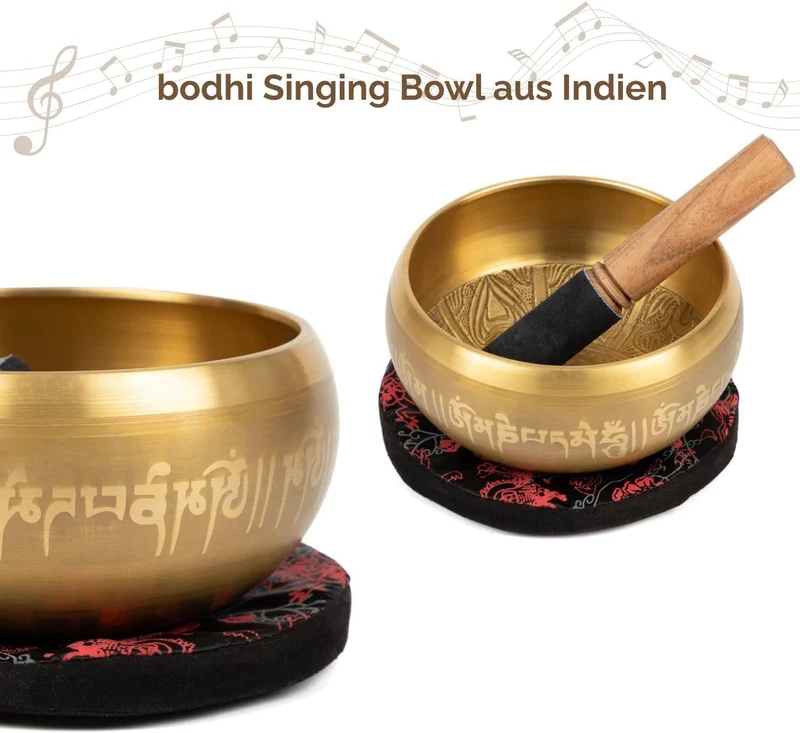 Indische Klangschalen mit OM-Verzierung und Geschenkbox, 15