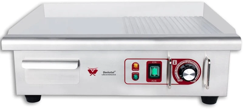 Beeketal 'BGP-IV' Profi Gastro Gusseisen Grillplatte elektrisch mit 55 x 36,5 cm Grillfläche (glatt