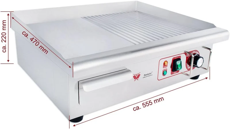 Beeketal 'BGP-IV' Profi Gastro Gusseisen Grillplatte elektrisch mit 55 x 36,5 cm Grillfläche (glatt