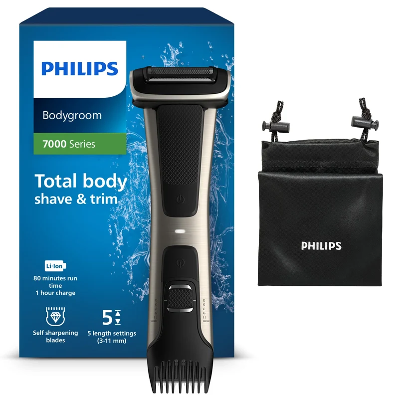 Philips Body Groomer, Serie 7000 Duschfest, ultimativer Trimmer zum Rasieren oder Trimmen überall un