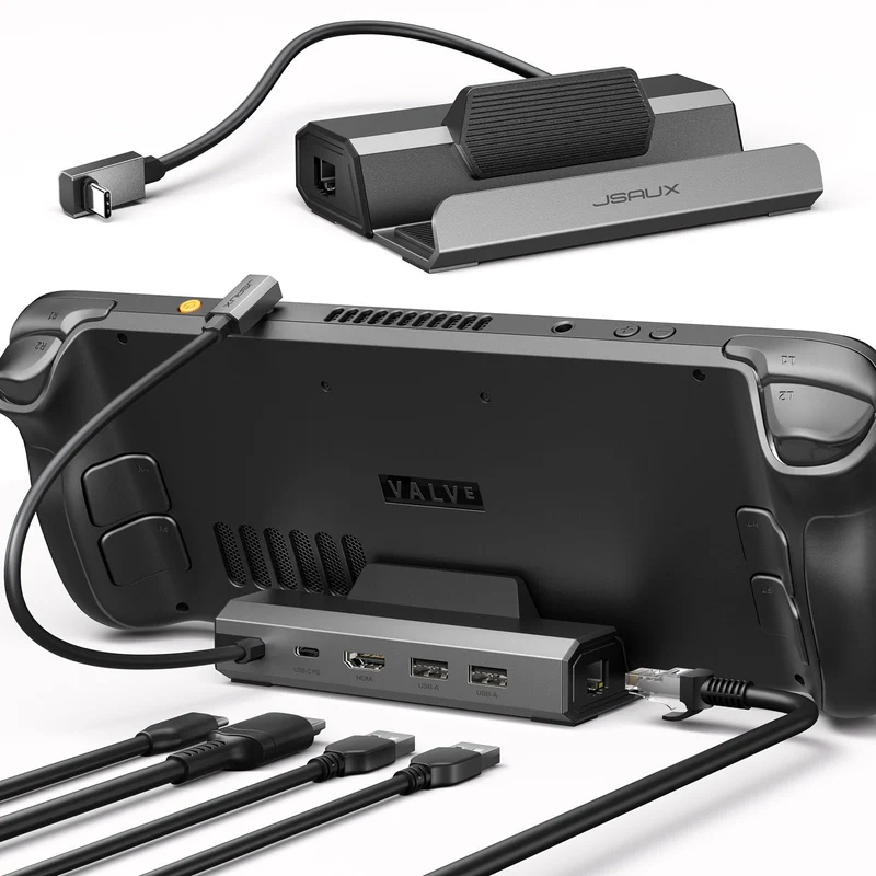 JSAUX Docking Station für Steam Deck, 5-in-1 Steam Deck Dock mit HDMI 2.0 4K@60Hz, Dual USB 2.0, 100