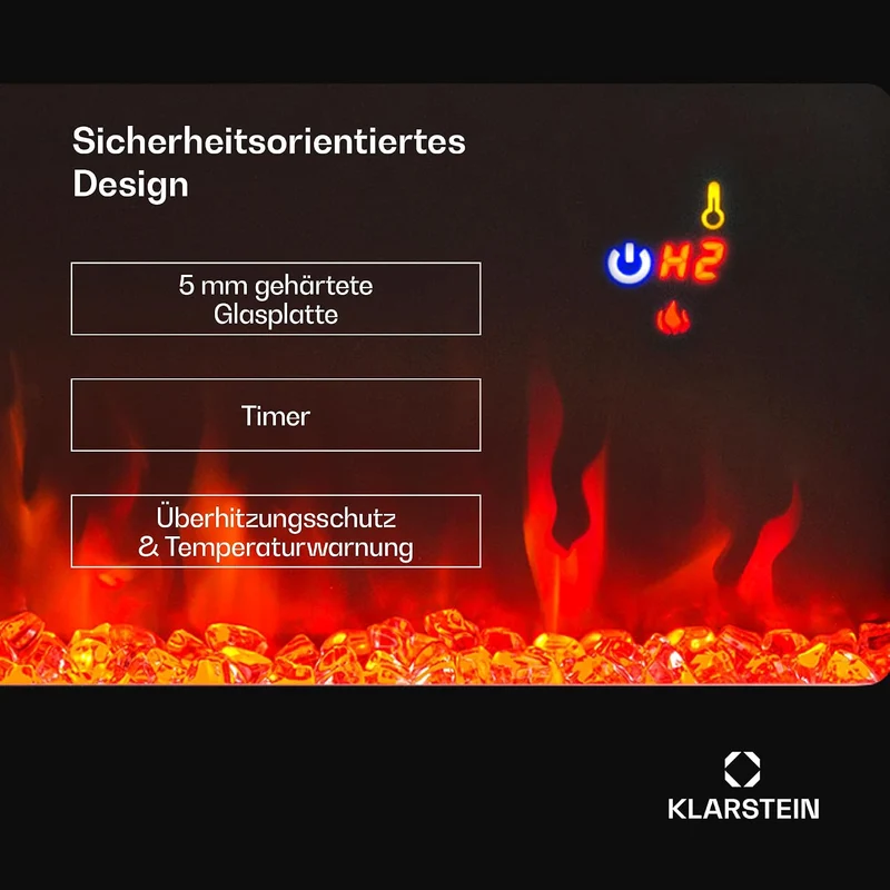 Klarstein Elektrokamin, Elektro Heizungen für Wohnzimmer & Innenräume, Elektrischer Kamin mit LED Fl