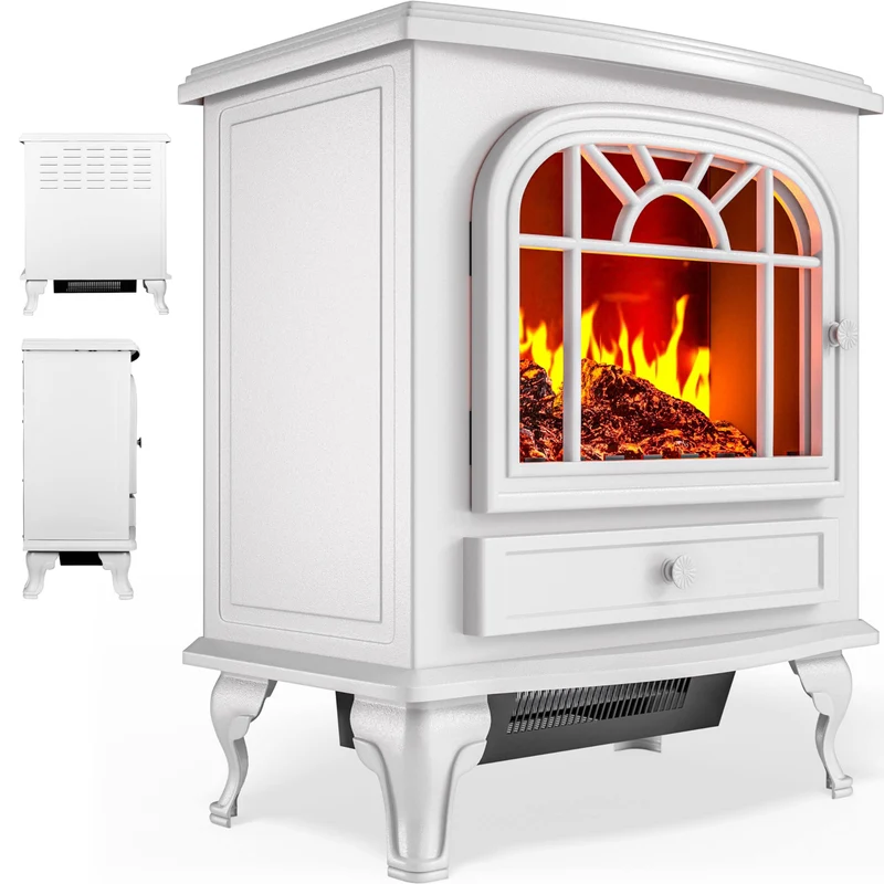 Elektrokamin Elektrischer Kamin mit Heizung LED Kaminfeuer Effekt Heizer Ofen 2000W 60 x 28 x 50cm w