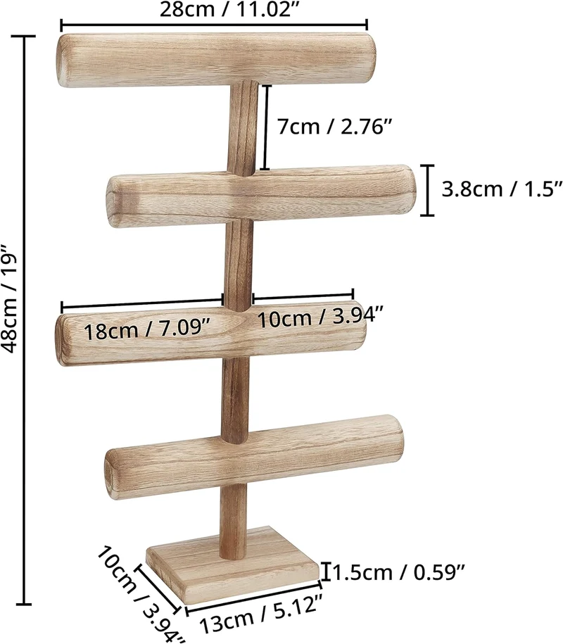 Belle Vous 4 Stufen Schmuck Ständer Holz Ketten Aufbewahrung Schmuck Organizer - 48 cm Hoch - Schmuc
