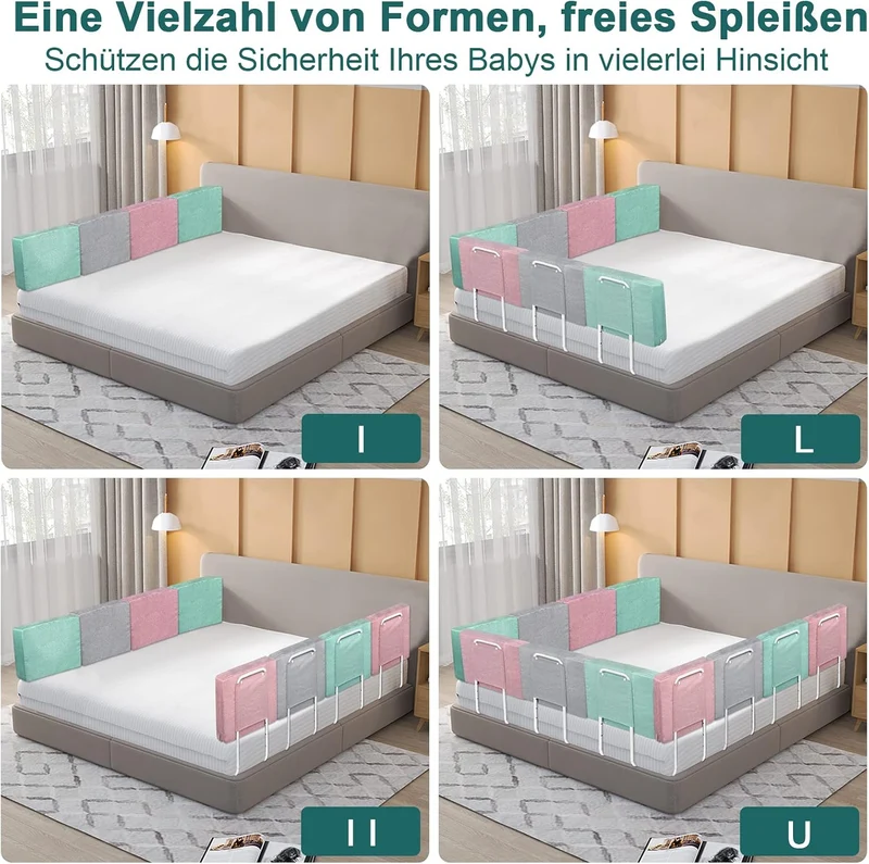 YUENFONG Bettgitter Bettschutzgitter 60cm Rausfallschutz für Kinder Höhenverstellbar Kinderbettgitte