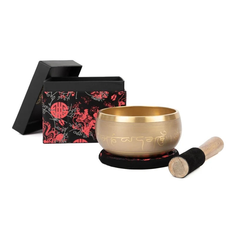 Indische Klangschalen mit TARA-Verzierung und Geschenkbox, 14