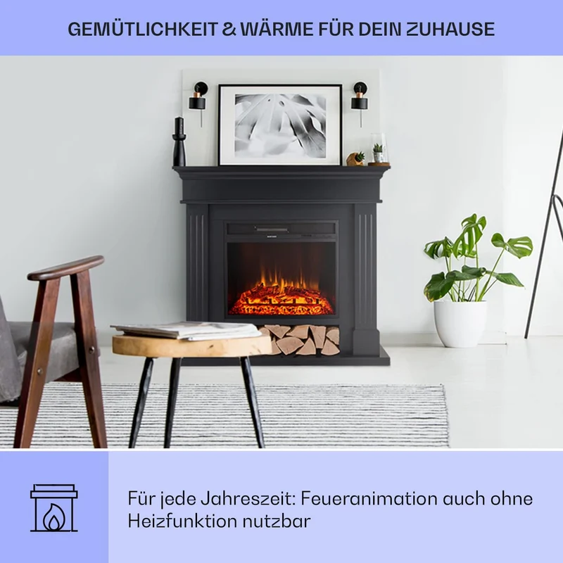 Klarstein Elektrokamin, Elektro Heizungen für Wohnzimmer & Innenräume, Elektrischer Kamin mit LED Fl