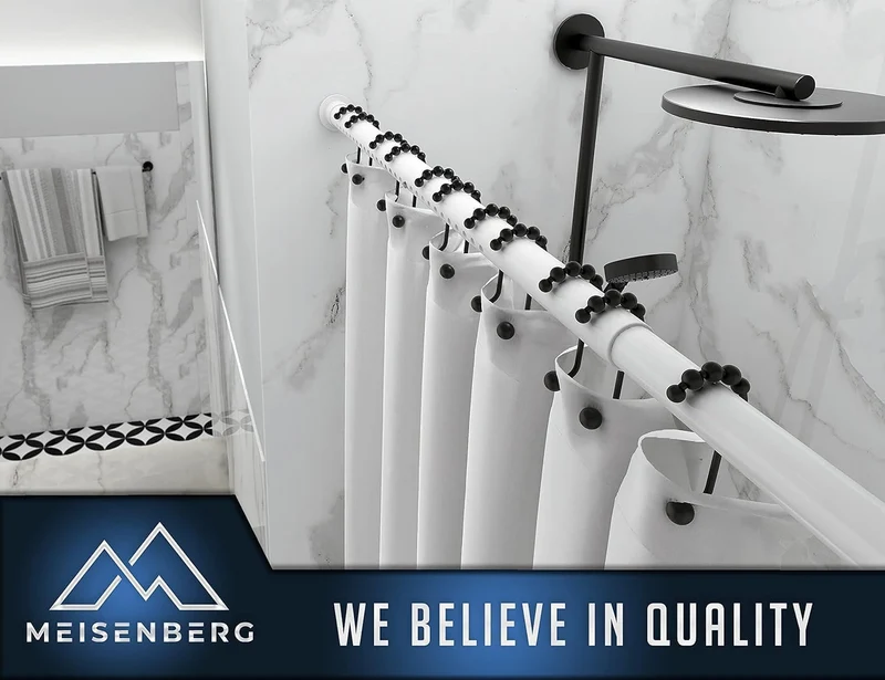 MEISENBERG Rostfreie Gardinenstange ohne Bohren 310-360cm, Ø32mm Weiss Multifunktionale Vorhangstang