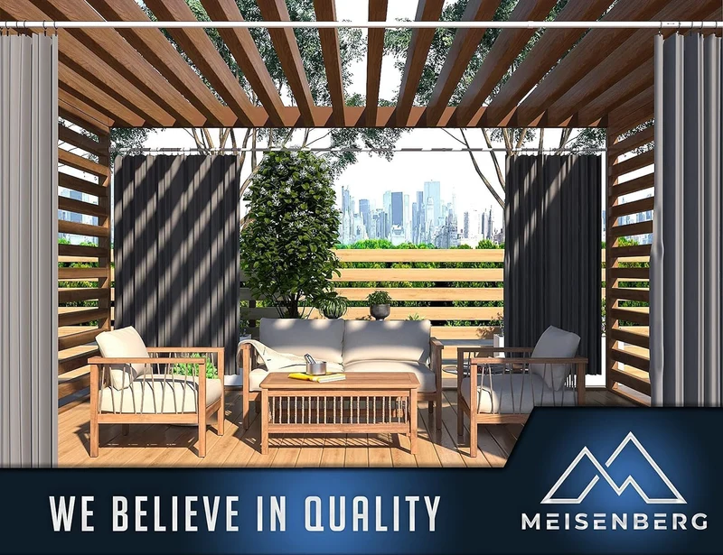 MEISENBERG Rostfreie Gardinenstange ohne Bohren 310-360cm, Ø32mm Weiss Multifunktionale Vorhangstang